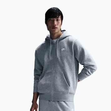 Herren-Hoodie Nike Club Full Zip Hoodie dark grey heather/light smoke grey/white