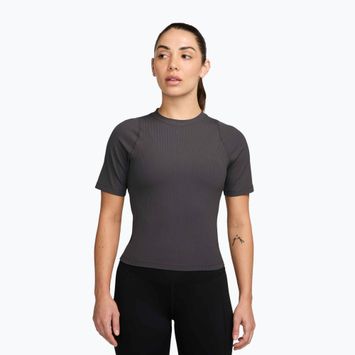 Damen-T-Shirt Nike Zenvy Rib Dri-Fit thunder grey/white