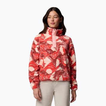 Damen-Fleecejacke Columbia Helvetia II Printed Cropped Half Snap poppy red/sunscape