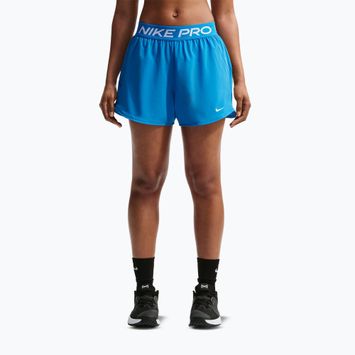 Damen Trainingsshorts Nike Pro 2in1 light photo blue/white