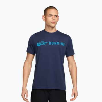Herren-Laufshirt Nike Dri-Fit Running T-Shirt midnight navy/light current blue