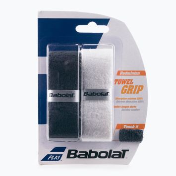 Badminton Schlägerhüllen BABOLAT Towel Grip 2 Stück weiß und schwarz 114266
