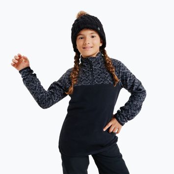 Sweatshirt Hoodie Kinder ROXY Whitecamp Half Zip Girl true black roxygram tonal
