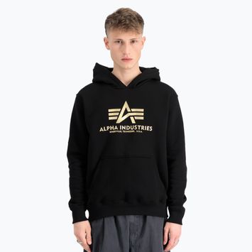 Herren Alpha Industries Basic Carbon Hoody schwarz/gold Sweatshirt