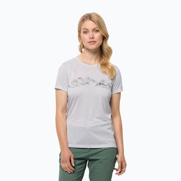 Damen-Trekking-T-Shirt Jack Wolfskin Crosstrail Graphic weiß 1807213