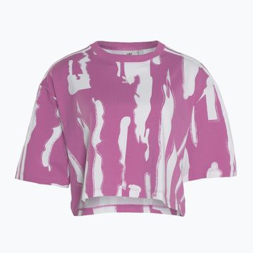 Damen adidas Thebe Magugu Allover Print Crop Tee semi pulse lila/weißes Shirt