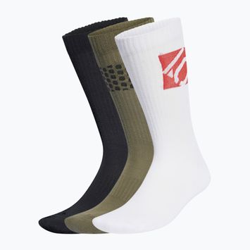 adidas FIVE TEN Cushioned Crew Socke 3 Paar oliv strata/weiß/schwarz