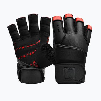 RDX L4 Finger Weightlifting Training Handschuhe Leder rot/schwarz