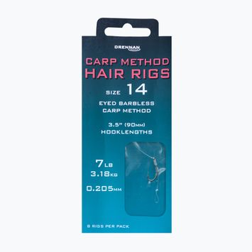 Drennan Carp Method Hair Rigs Methadium Vorfach mit Öse barbless Haken + Schnur 8 Stück klar HNHCMT014