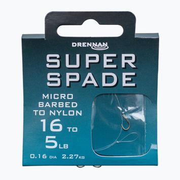 Drennan Super Spade Haken ohne Widerhaken + Leinenvorfach 8 Stück klar HNSSPM012