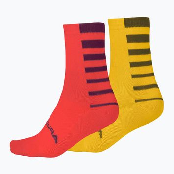 Fahrrad Socken Herren Endura Coolmax Stripe 2-pak pomegranate