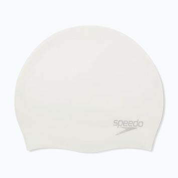 Speedo Plain Moulded Silicone Badekappe weiß/silber