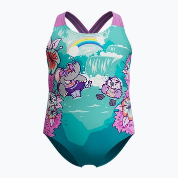 Badeanzug Kinder Speedo Learn To Swim Printed Crossback neon violet
