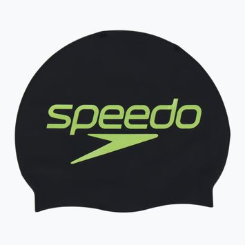 Schwimmkappe Speedo Printed Silicone black stacked logo
