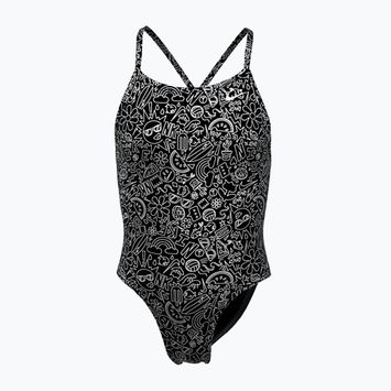 Einteiliger Schwimmanzug Kinder Nike Hydrastrong Charms Multi Print Lace Up Back black