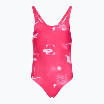 Einteiliger Kinder-Badeanzug Nike Hydrastrong Fastback rush pink