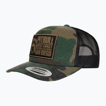 Herren Pitbull West Coast Mesh Snapback Kappe,,Blood Dog" Camo Trucker Holz/Schwarz
