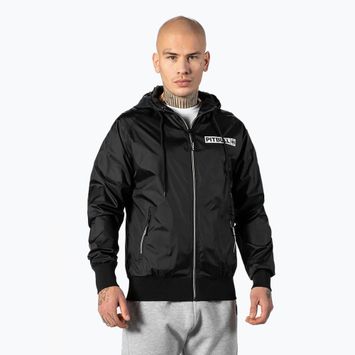 Herren Pitbull West Coast Athletic Logo Hooded Nylon Jacke schwarz