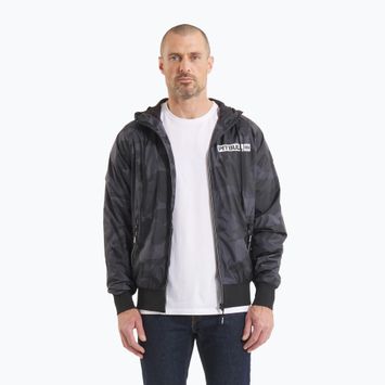 Herren Pitbull Athletic Logo Hooded Nylon Jacke alle schwarz camo