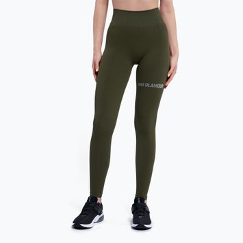 Training-Leggings Damen Gym Glamour push up dunkelgrün 399