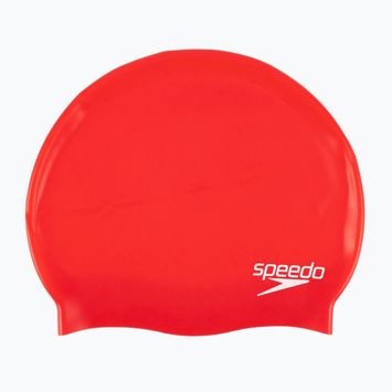 Speedo Plain Flat Silikon Kinder Badekappe rot 8-709931959