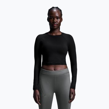 Damen-Trainings-Langarmshirt On Studio Long-T Crop schwarz