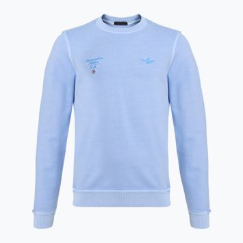 Herren Aeronautica Militare Girocollo eisblau gewaschenes Sweatshirt