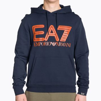 Herren Hoodie Sweatshirt EA7 Emporio Armani Train Logo Series Oversize Logo Hoodie Coft navy blue