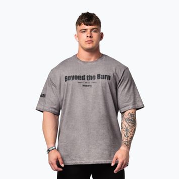 NEBBIA Washed-Off Heavyweight Grind hellgrau Herren Trainingsshirt