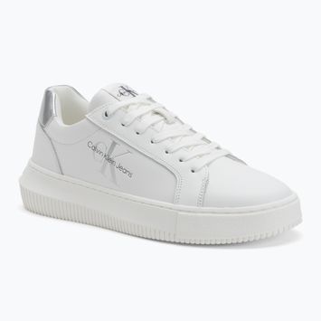 Calvin Klein Damen Schuhe YW0YW01224 Cupsole Mono Lth Wn weiß/silber