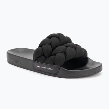 Badeschlappen Schlappen Damen Tommy Jeans Braided Slide frozen black