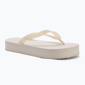 Calvin Klein Damen Flip Flops YW0YW01830 Strand Sandale Flatform Tpu Eierschale/helles Weiß