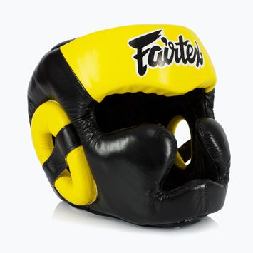 Boxhelm Fairtex Diagonal Vision SPaarring Headguard - Full Head Coverage black/yellow