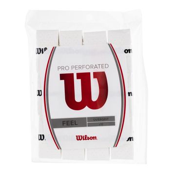 Wilson Pro Overgrip Perforierte Tennisschlägerumschläge 12 Stück weiß WRZ4006WH+
