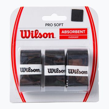Wilson Pro Soft Overgrip Tennisschlägerhüllen 3 Stück schwarz WRZ4040BK+