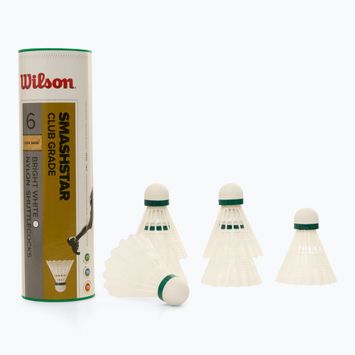 Wilson Smashstar Badminton Federbälle 6 Stück weiß.