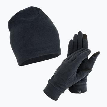 Herren Nike Fleece Mütze + Handschuhe Set schwarz/schwarz/silber