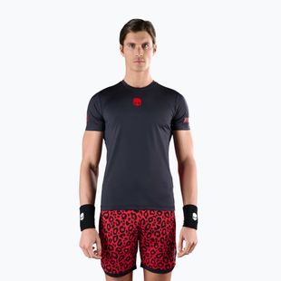 Herren HYDROGEN Panther Tech Tee schwarz/rot Tennisshirt