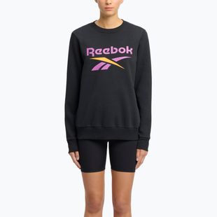 Women's Reebok Identity Big Logo Fleece Crew schwarz/lila Rave/Elektro Bernstein Sweatshirt