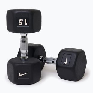 Gummierte Hantel Nike Strength Hex Dumbbell 15 kg black/white