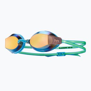 Kinder-Schwimmbrille TYR Blackops 140 Ev Racing verspiegelt orange/grün