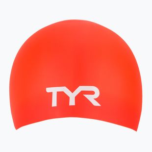 Schwimmkappe TYR Long Hair Wrinkle Free Silicone bright red