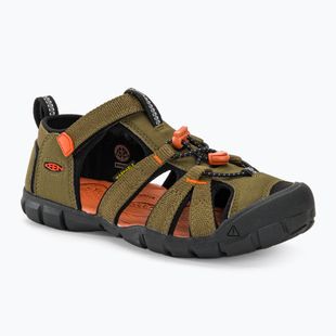 KEEN Seacamp II CNX dunkle Olive/Gold Flamme Junior Sandalen