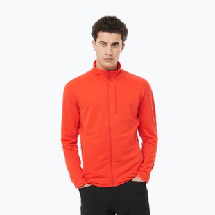 Herren Salomon Essential Lightwarm FZ Trekking Sweatshirt Kirsche Tomate