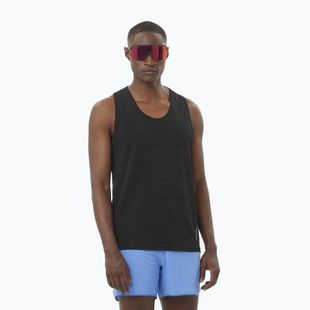 Lauf Tank Top Herren Salomon Sense Aero Singlet GFX deep black