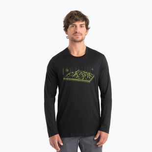Herren Thermoaktivshirt icebreaker Merino 150 Tech Lite II Tee Alps 3D schwarz