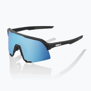 Sonnenbrille 100% S3 mattschwarz/hyperblau mehrschichtig verspiegelt