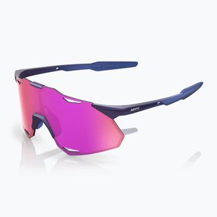 Sonnenbrille 100% Hypercraft XS satin storm metallic/purple mirror