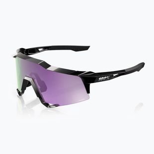 100% Speedcraft Sonnenbrille poliert schwarz/ hyperpolarisiert lavendel verspiegelt