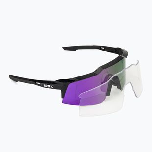 100% Speedcraft SL poliert schwarz/hyperpolarisiert lavendel verspiegelte Sonnenbrille